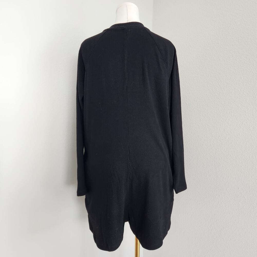 Old Navy Black Pajama Romper Ribbed Henley Long Sleeve Loungewear L - Picture 6 of 7